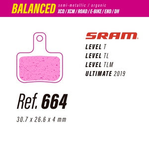 Less Brake Pad - SRAM Level T/TL TLM Ultimate 2019 Semi-Metallic